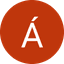 White capital letter A with an acute accent inside a burnt orange circle on black background.
