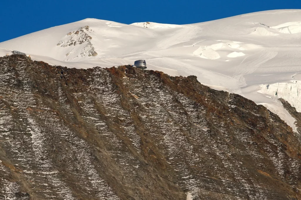 gouter mountain hut above grand couloir scaled